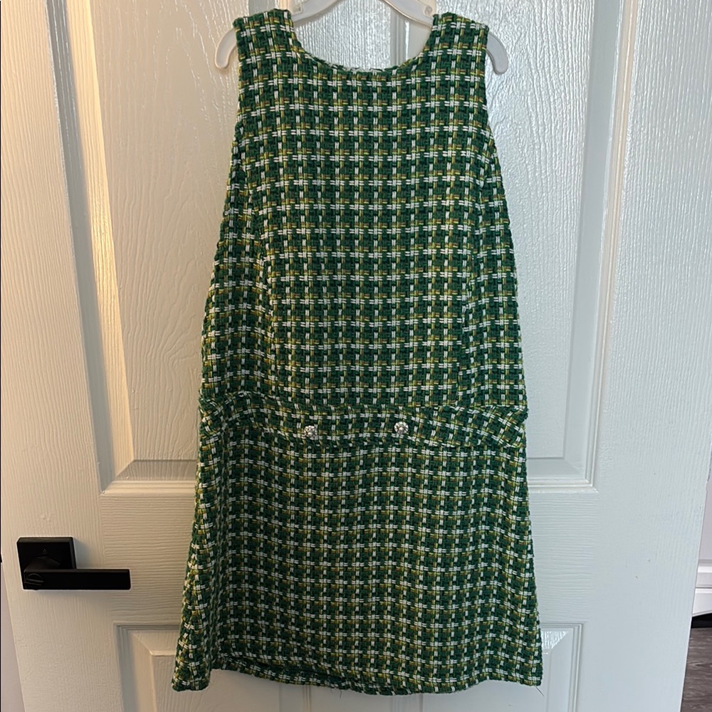 Green Knit Style Mini Shift Dress